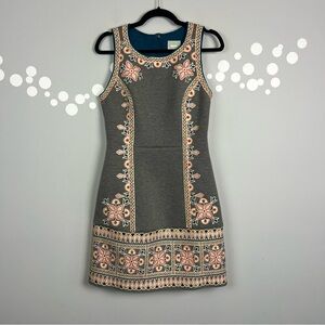 Anthropologie Maeve Neoprene Embroidered Dress Size 8